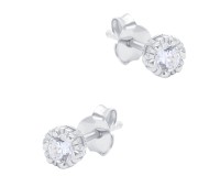 Beautiful Round Shaped CZ Silver Stud Earring STS-6498